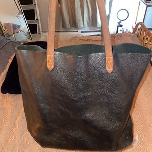 Madewell Black leather bag with brown straps